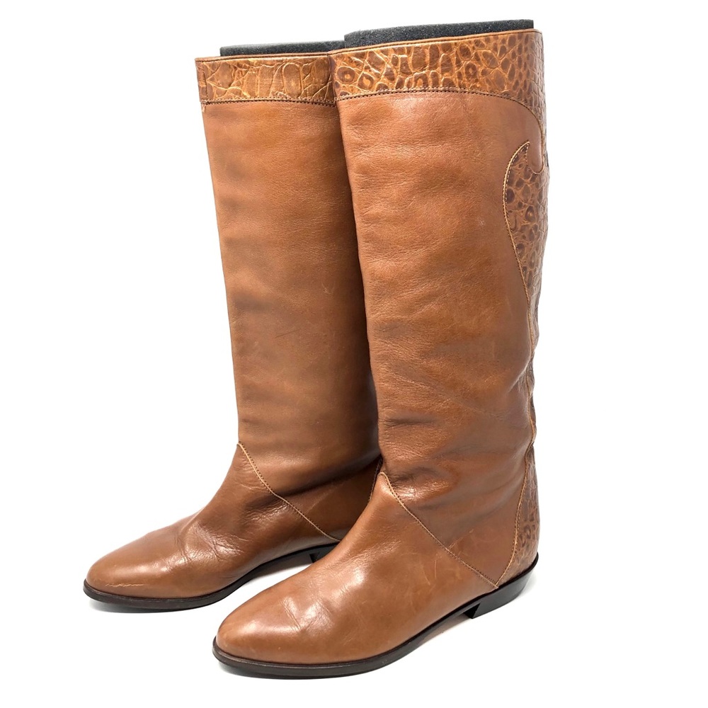 Vintage Biondini brown leather boots, made in Italy, size 38,